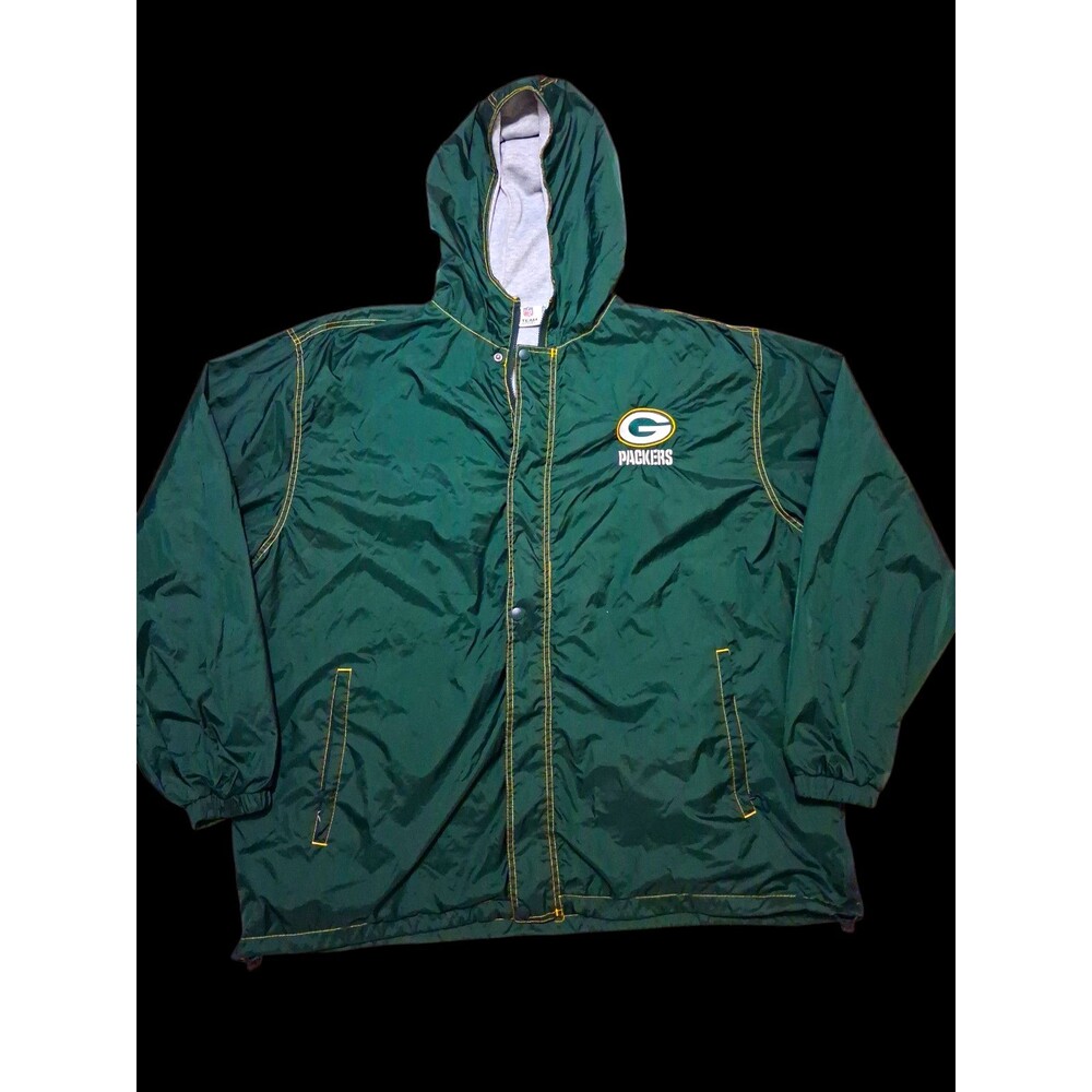 VTG Green Bay Packers NFL Team Apparel Hooded Jacket Mens XXL Green Y2K Football